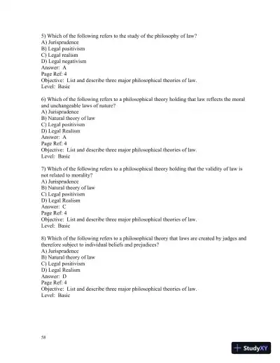 Test Bank for Introduction To Law , 6th Edition - Page 5 preview image