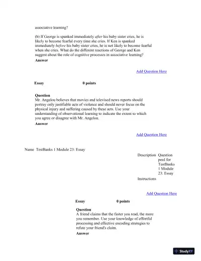 Test Bank For Psychology in Modules, 10th Edition - Page 18 preview image