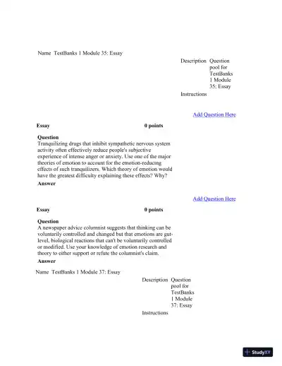 Test Bank For Psychology in Modules, 10th Edition - Page 27 preview image