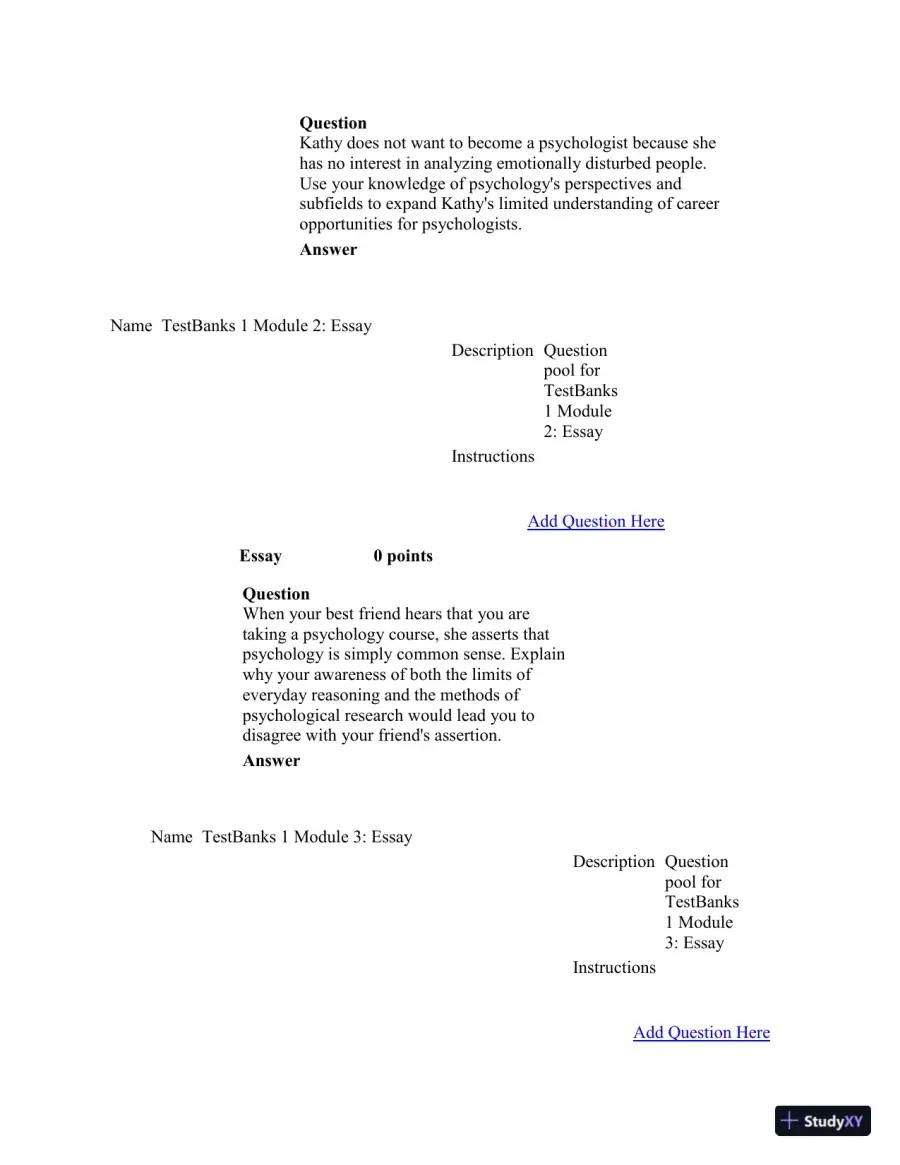 Test Bank For Psychology in Modules, 10th Edition, page 3