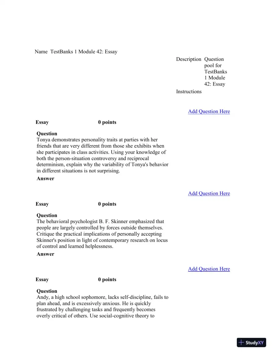 Test Bank For Psychology in Modules, 10th Edition, page 31