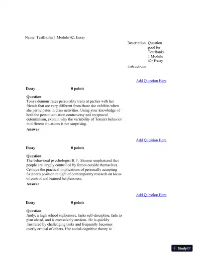 Test Bank For Psychology in Modules, 10th Edition - Page 31 preview image