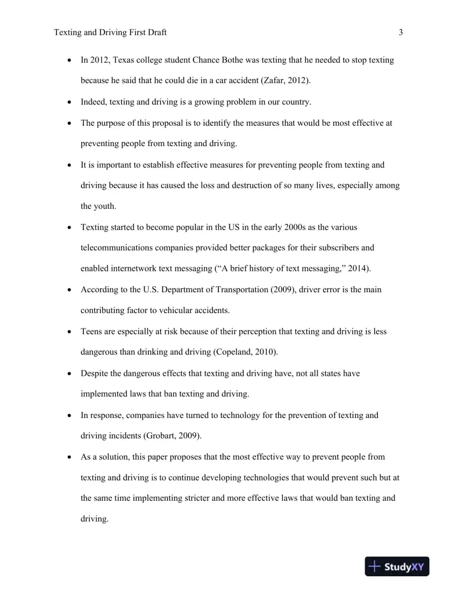 English 135 Texting and Driving First Draft DeVry University, page 4