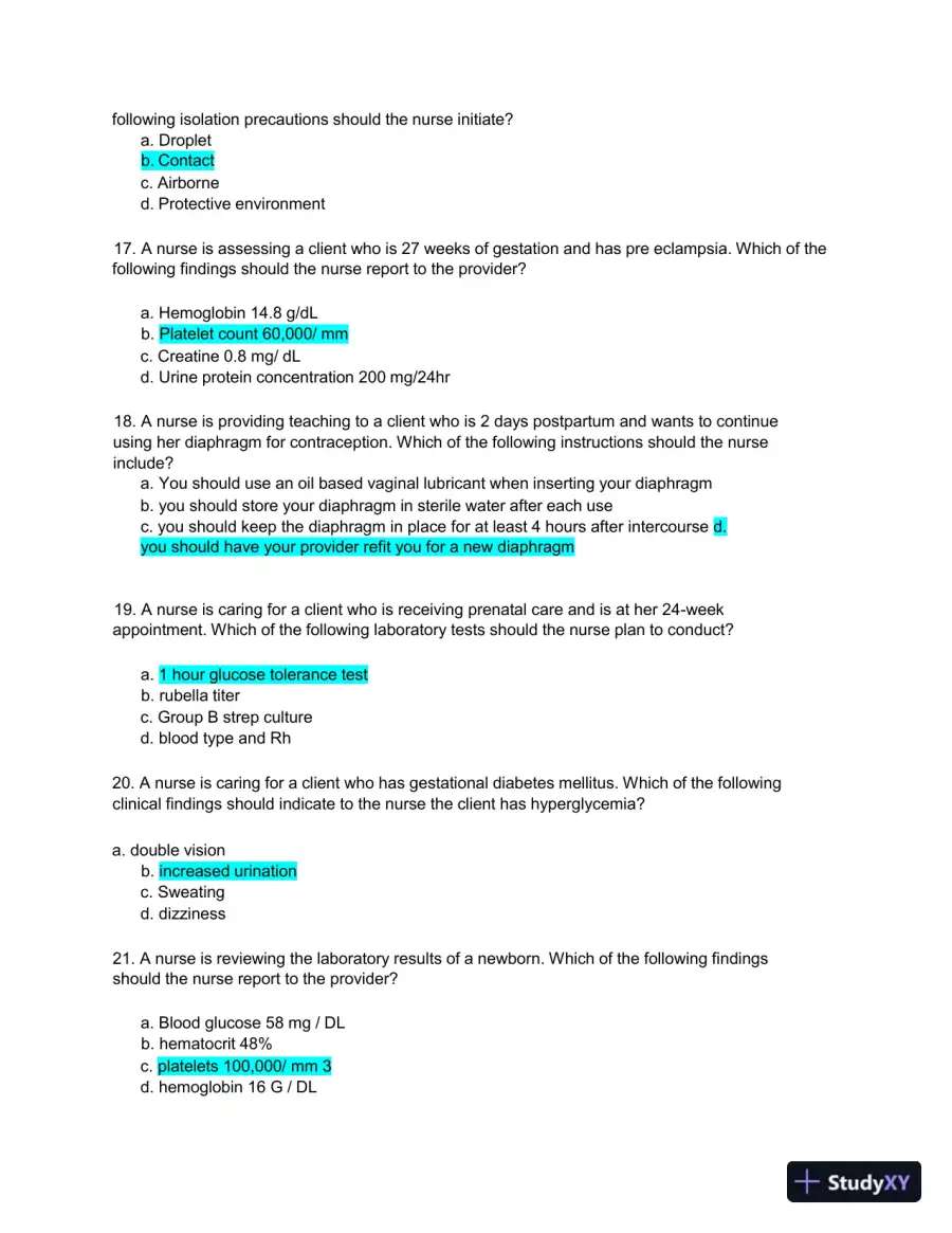 2019 ATI RN Maternal Newborn with Answers (70 Solved Questions), page 5