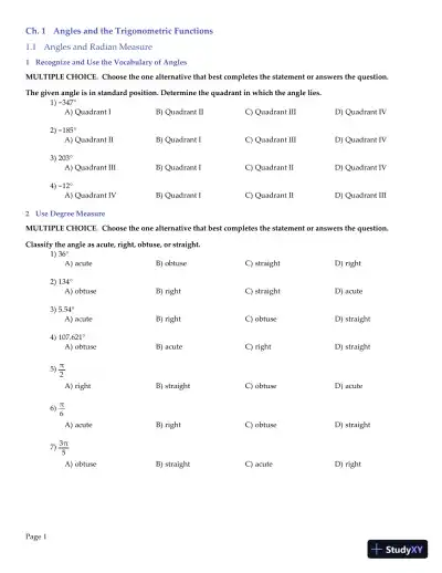 Trigonometry, 2nd Edition Test Bank - Page 1 preview image