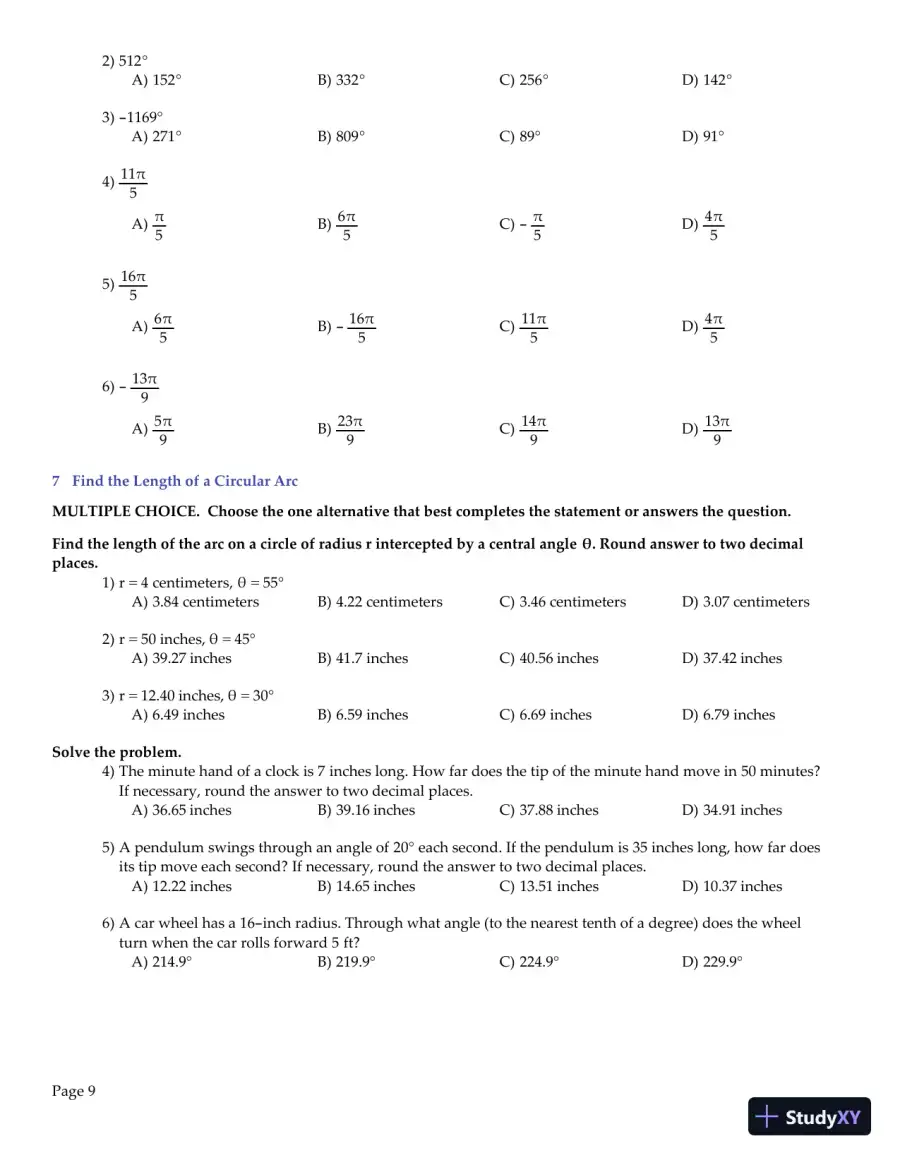 Trigonometry, 2nd Edition Test Bank, page 10