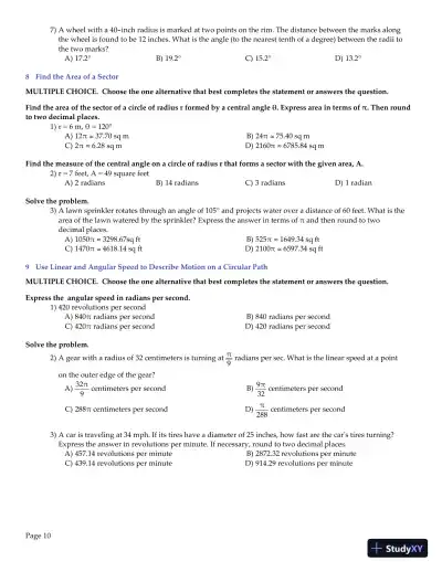 Trigonometry, 2nd Edition Test Bank - Page 11 preview image