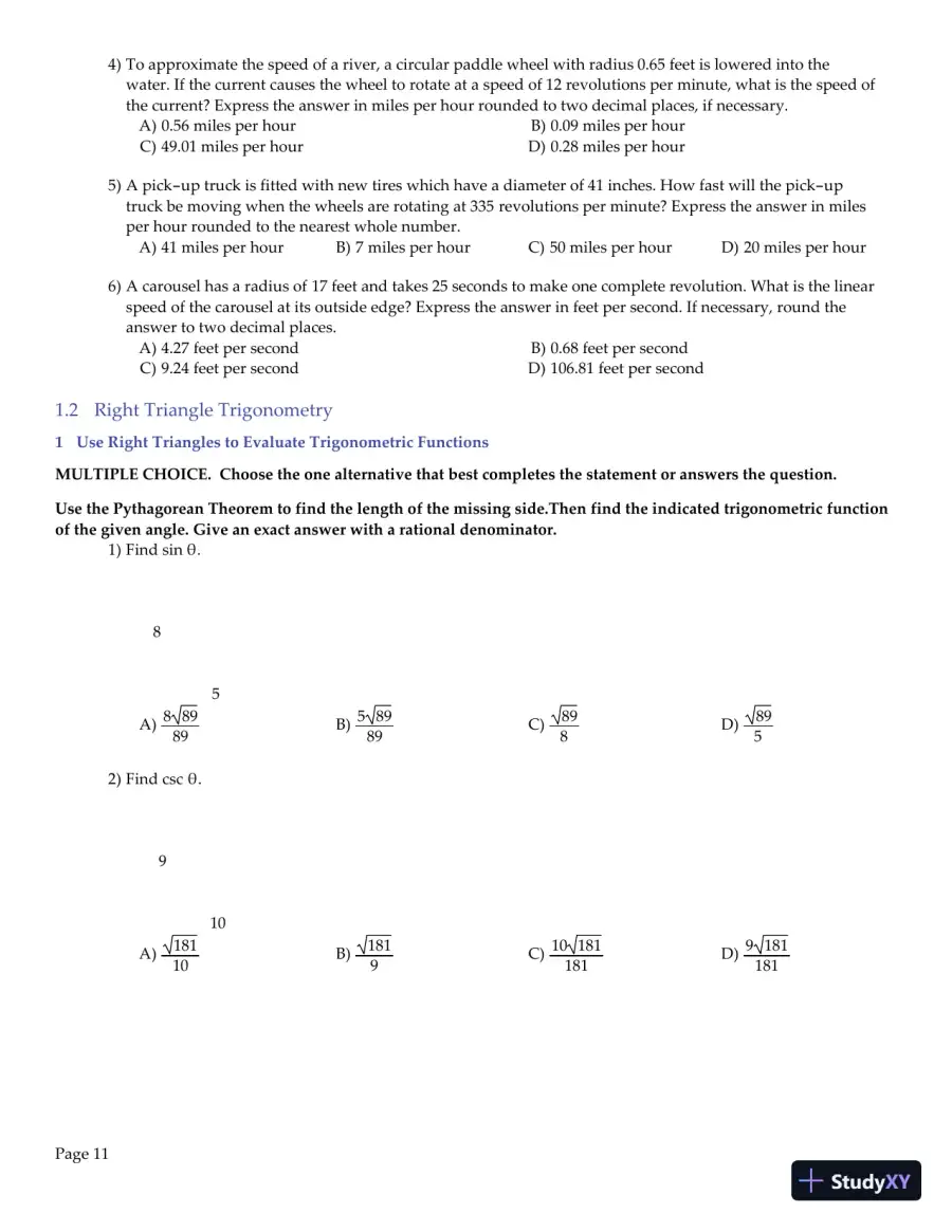 Trigonometry, 2nd Edition Test Bank, page 12
