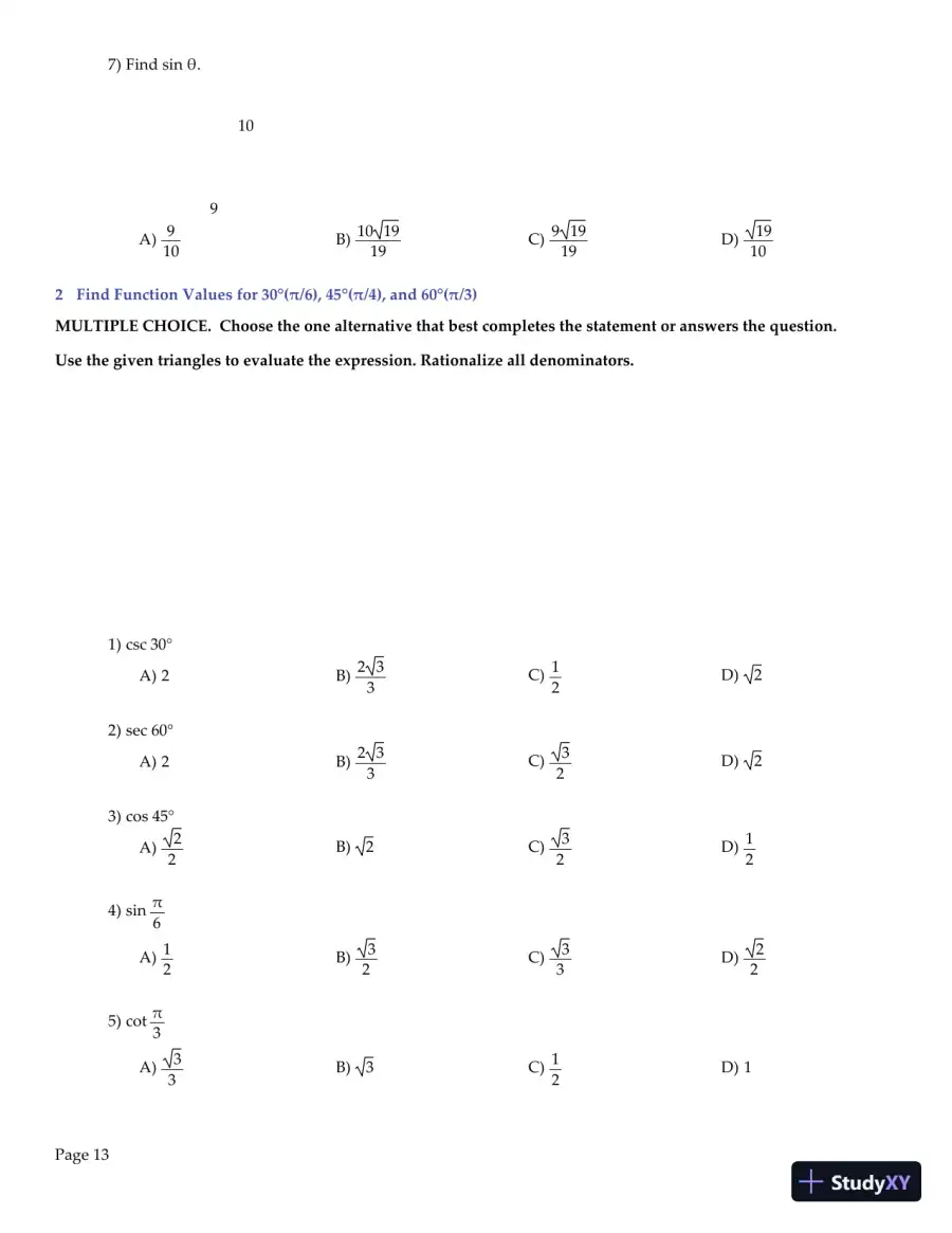 Trigonometry, 2nd Edition Test Bank, page 14