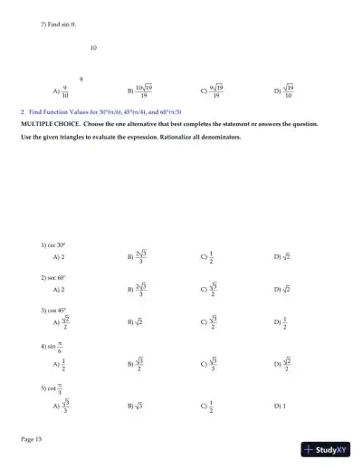 Trigonometry, 2nd Edition Test Bank - Page 14 preview image