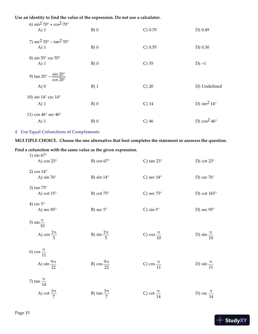 Trigonometry, 2nd Edition Test Bank, page 16