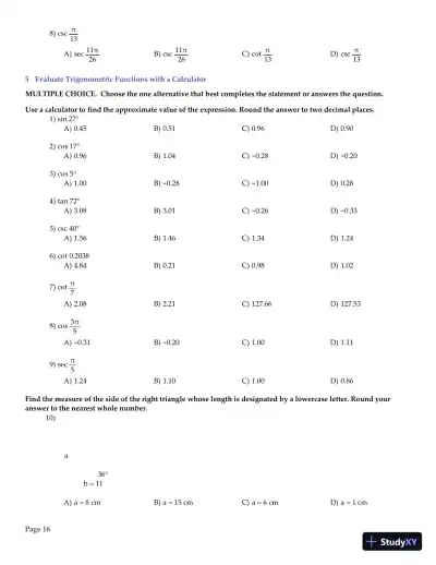 Trigonometry, 2nd Edition Test Bank - Page 17 preview image