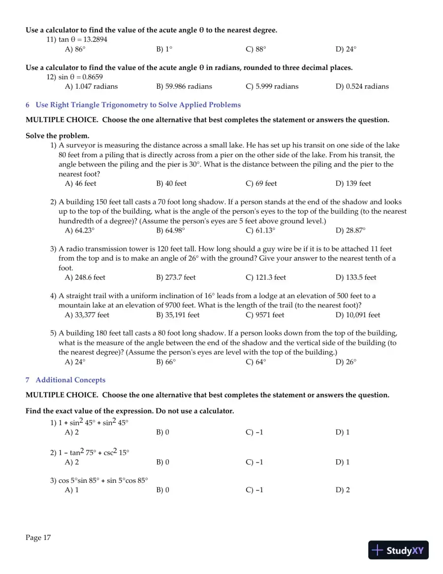 Trigonometry, 2nd Edition Test Bank, page 18