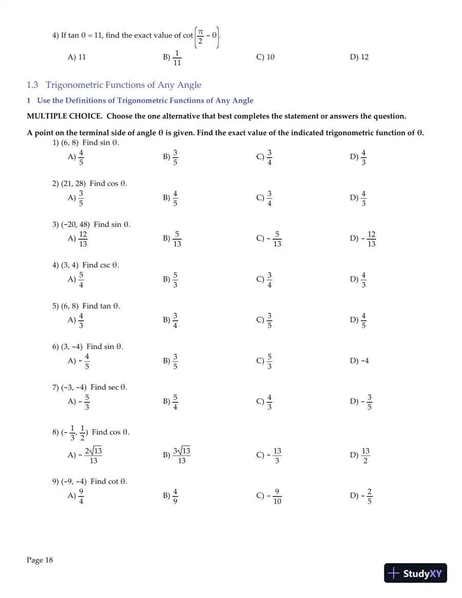 Trigonometry, 2nd Edition Test Bank, page 19