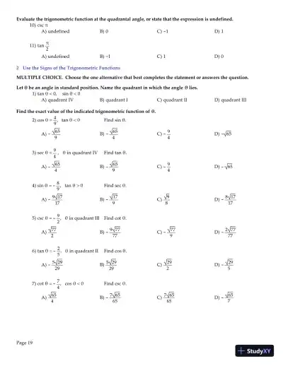 Trigonometry, 2nd Edition Test Bank - Page 20 preview image