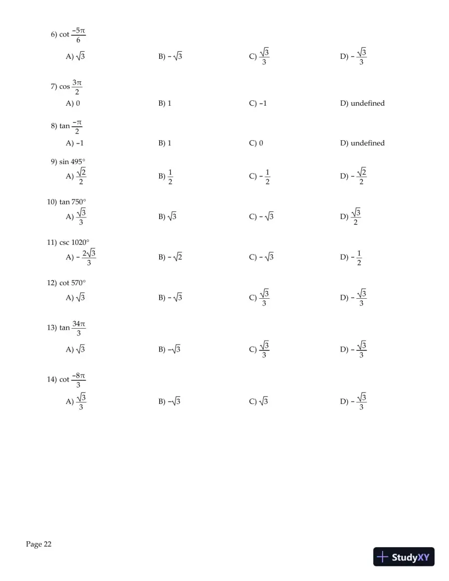 Trigonometry, 2nd Edition Test Bank, page 23