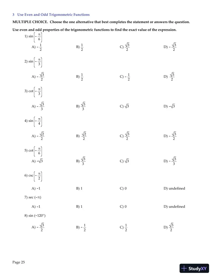 Trigonometry, 2nd Edition Test Bank, page 26