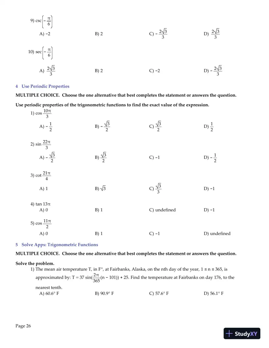 Trigonometry, 2nd Edition Test Bank, page 27