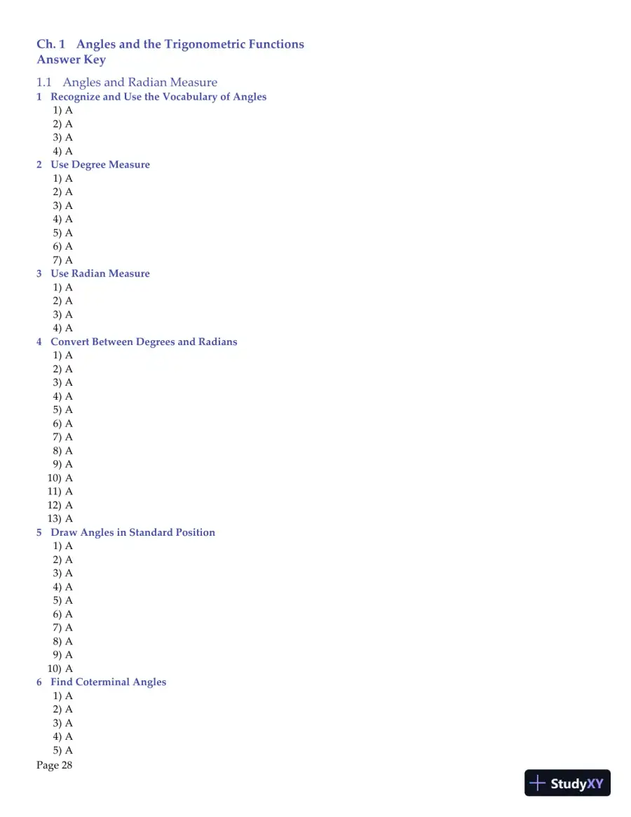 Trigonometry, 2nd Edition Test Bank, page 29