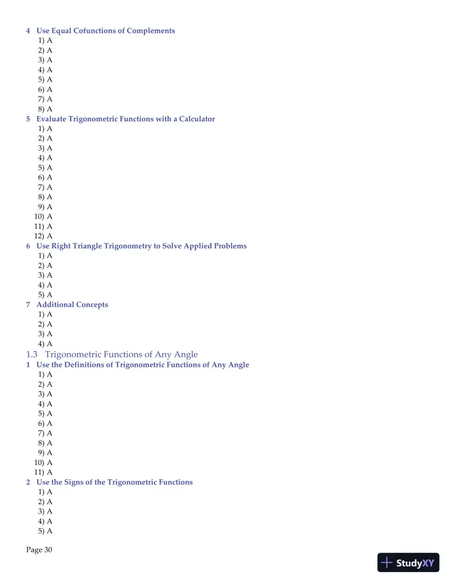 Trigonometry, 2nd Edition Test Bank, page 31