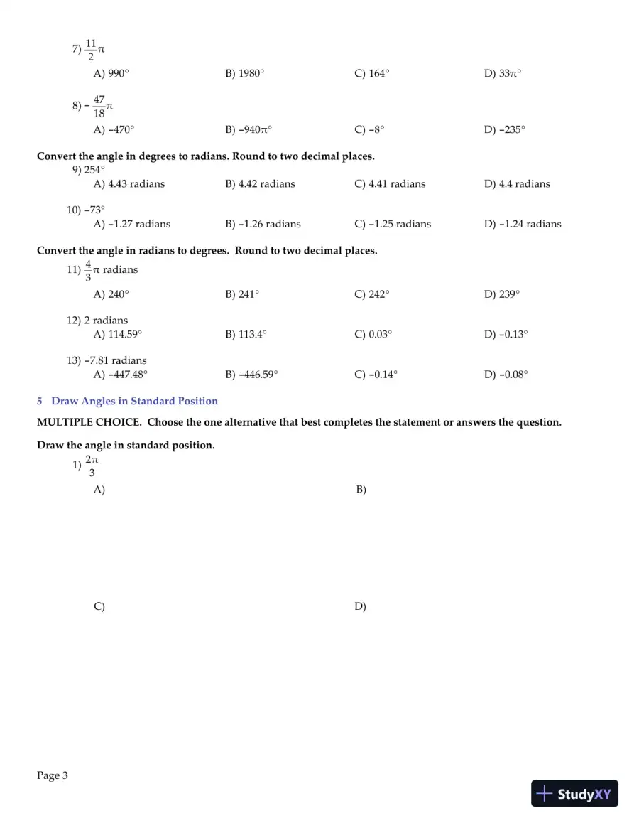 Trigonometry, 2nd Edition Test Bank, page 4