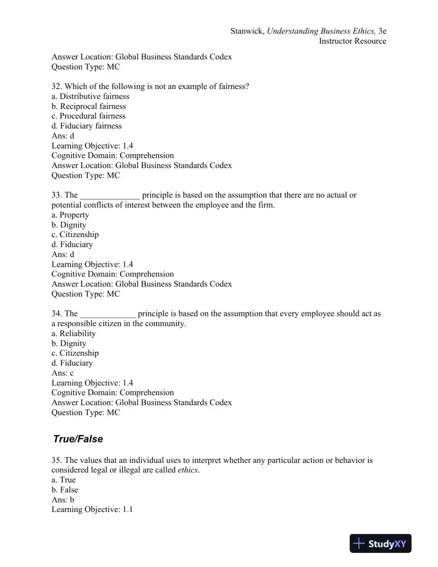 Understanding Business Ethics Third Edition Test Bank, page 10