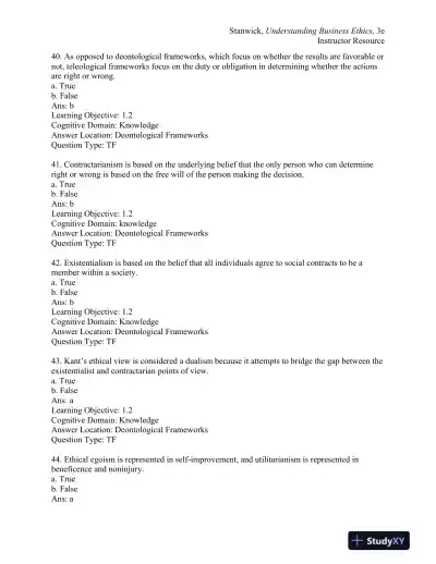 Understanding Business Ethics Third Edition Test Bank - Page 12 preview image