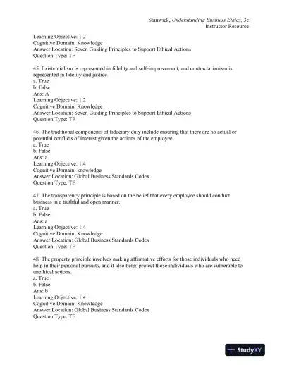 Understanding Business Ethics Third Edition Test Bank - Page 13 preview image