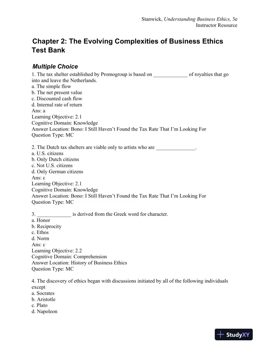 Understanding Business Ethics Third Edition Test Bank, page 16