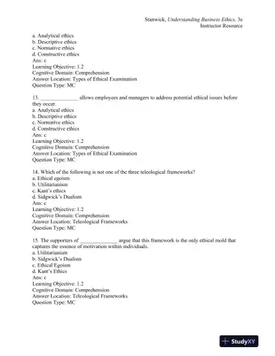 Understanding Business Ethics Third Edition Test Bank - Page 5 preview image