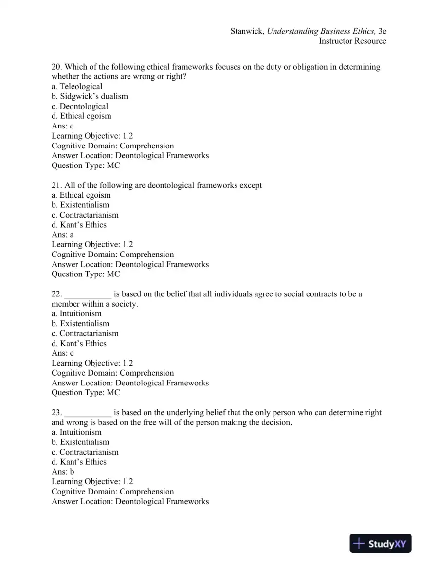 Understanding Business Ethics Third Edition Test Bank, page 7