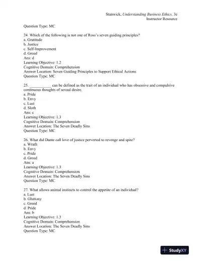 Understanding Business Ethics Third Edition Test Bank - Page 8 preview image