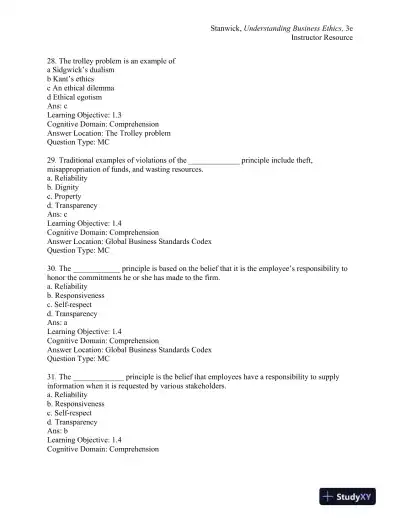 Understanding Business Ethics Third Edition Test Bank - Page 9 preview image