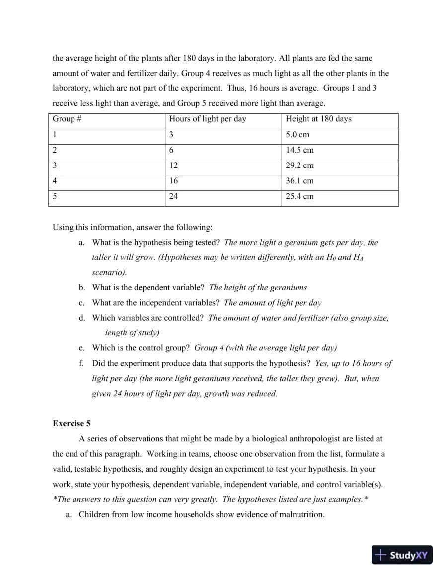 Solution Manual for Method and Practice in Biological Anthropology: A Workbook and Laboratory Manual for Introductory Courses, 2nd Edition, page 5