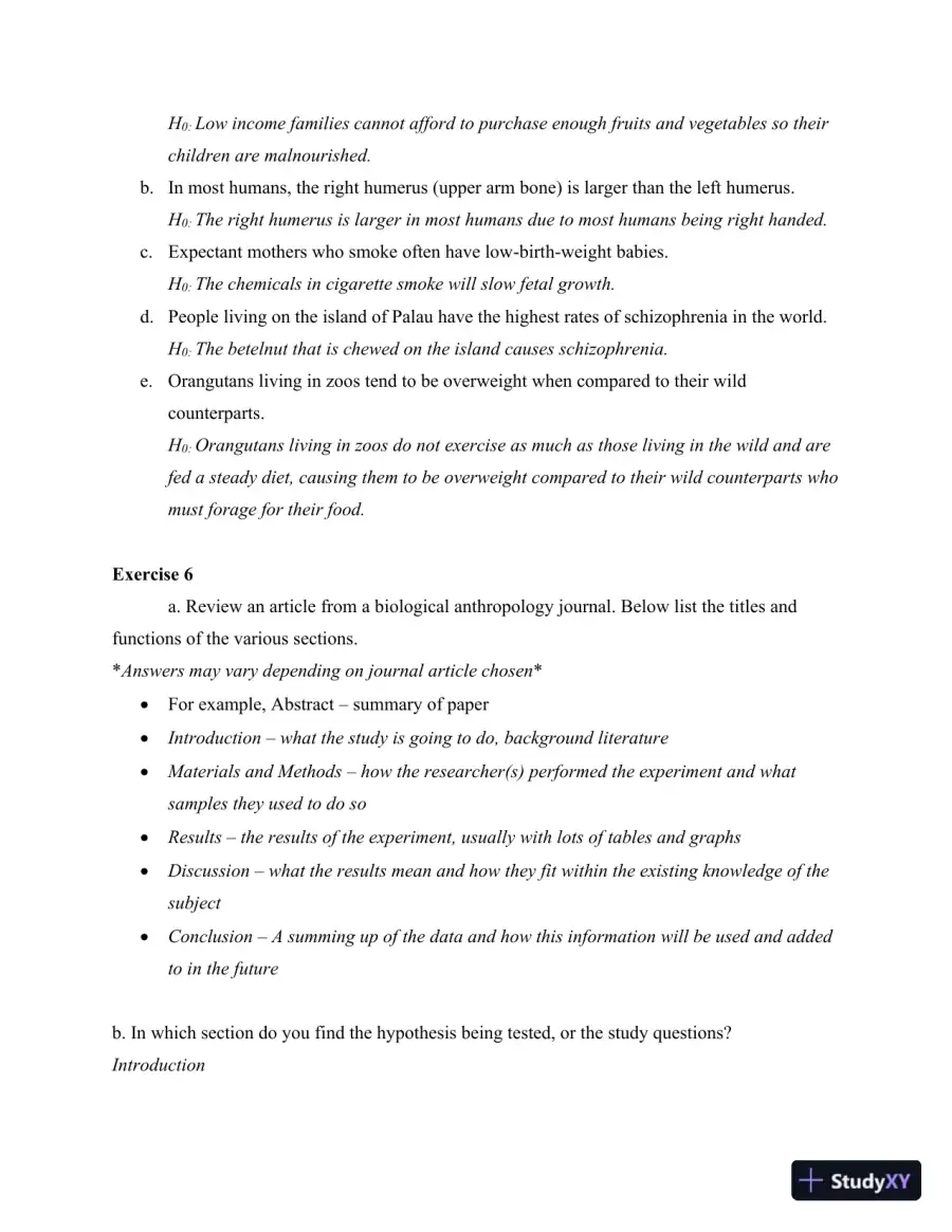 Solution Manual for Method and Practice in Biological Anthropology: A Workbook and Laboratory Manual for Introductory Courses, 2nd Edition, page 6