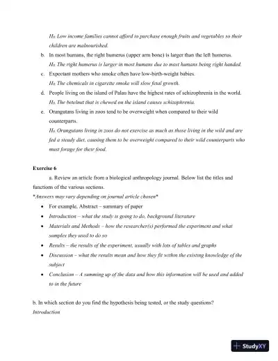 Solution Manual for Method and Practice in Biological Anthropology: A Workbook and Laboratory Manual for Introductory Courses, 2nd Edition - Page 6 preview image