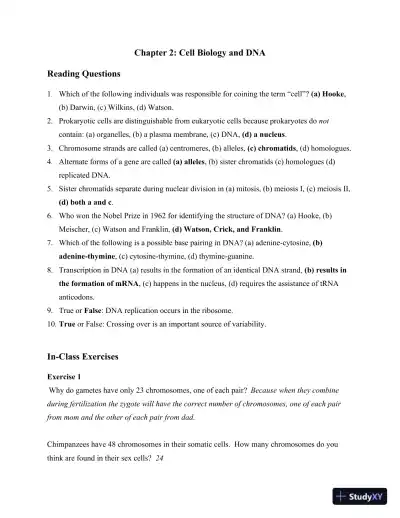 Solution Manual for Method and Practice in Biological Anthropology: A Workbook and Laboratory Manual for Introductory Courses, 2nd Edition - Page 9 preview image