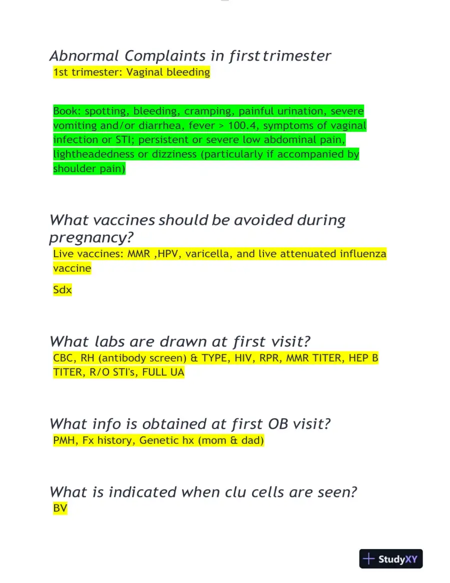 NURS629 Prenatal Mvu Exam 1 With Answers (40 Solved Questions), page 3