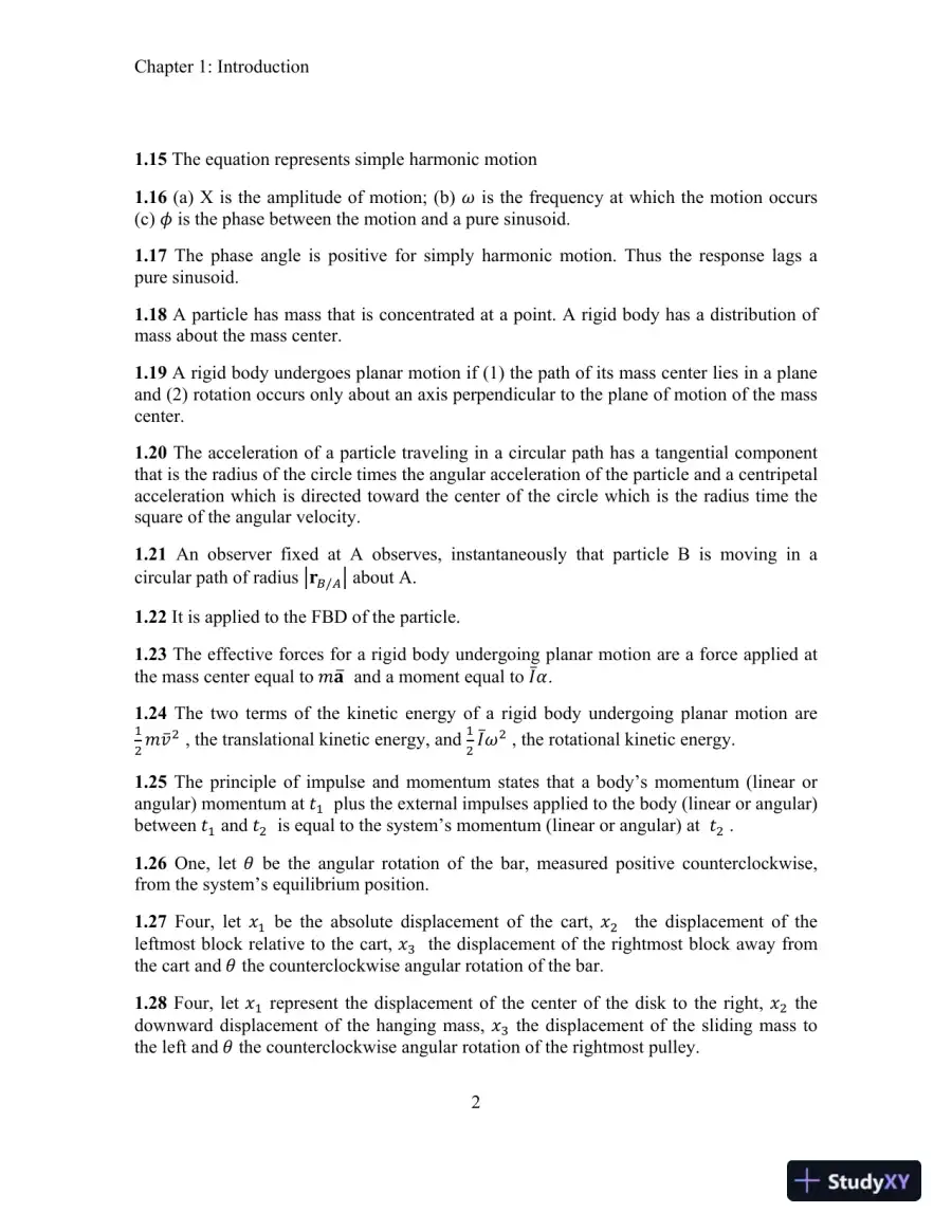 Mechanical Vibrations: Theory and Applications 1st Edition Solution Manual, page 5