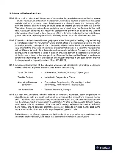 Canadian Income Taxation : Planning And Decision Making, 2013-2014 Edition Solution Manual - Page 3 preview image