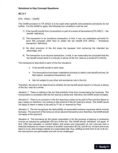 Canadian Income Taxation : Planning And Decision Making, 2013-2014 Edition Solution Manual - Page 8 preview image