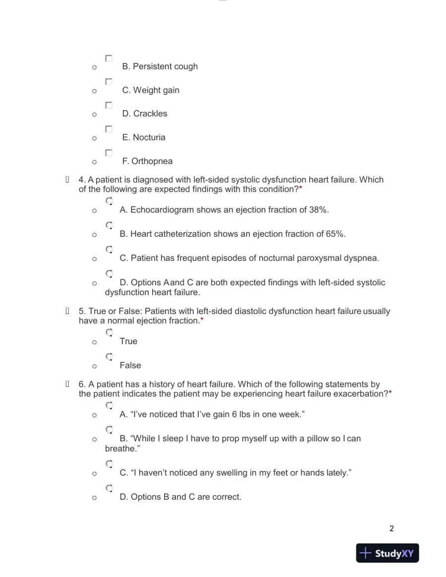 NCLEX Heart Failure Practice Exam With Answers (23 Solved Questions), page 3