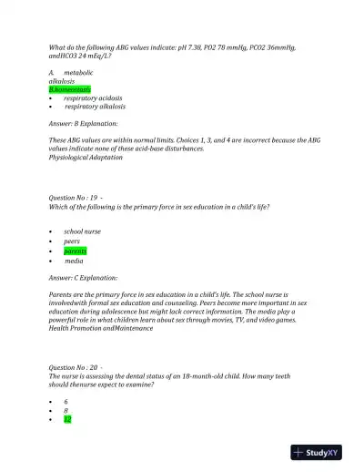 2023 NCLEX PN Physiological NGN Exam With Answers (200 Solved Questions) - Page 10 preview image