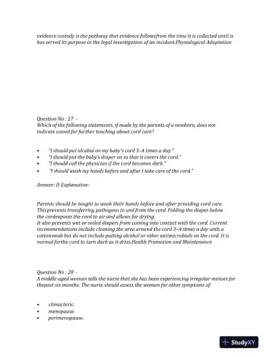 2023 NCLEX PN Physiological NGN Exam With Answers (200 Solved Questions) - Page 14 preview image