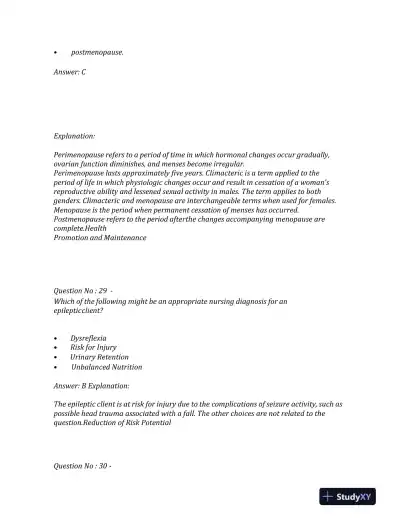 2023 NCLEX PN Physiological NGN Exam With Answers (200 Solved Questions) - Page 15 preview image