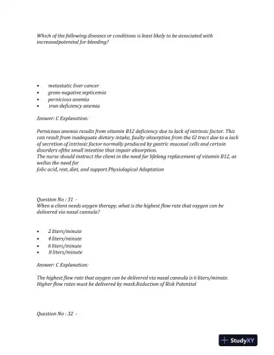 2023 NCLEX PN Physiological NGN Exam With Answers (200 Solved Questions) - Page 16 preview image