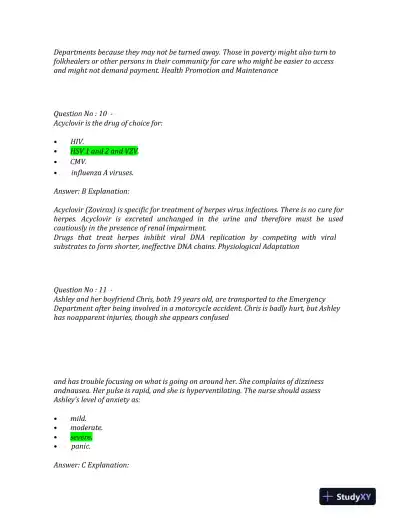 2023 NCLEX PN Physiological NGN Exam With Answers (200 Solved Questions) - Page 6 preview image