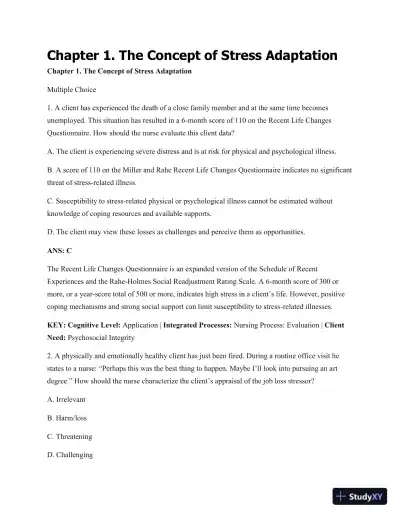 Test Bank For Psychiatric Mental Health Nursing: Concepts Of Care In Evidence-Based Practice, 8th Edition - Page 1 preview image