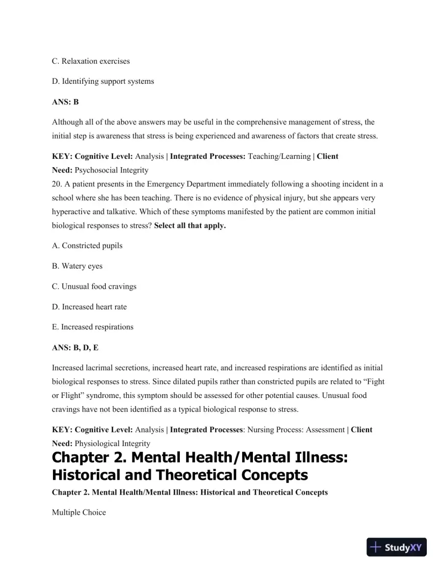 Test Bank For Psychiatric Mental Health Nursing: Concepts Of Care In Evidence-Based Practice, 8th Edition, page 11