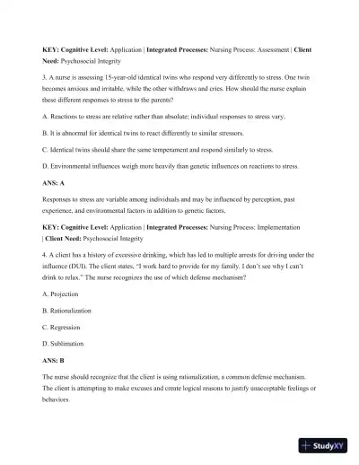 Test Bank For Psychiatric Mental Health Nursing: Concepts Of Care In Evidence-Based Practice, 8th Edition - Page 13 preview image